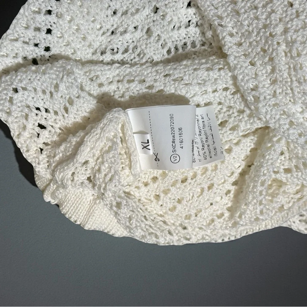 White Crochet Knit Sweater